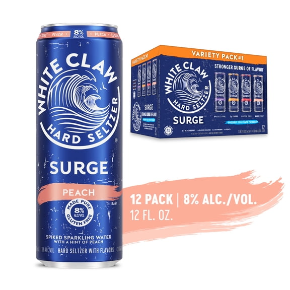 White Claw Surge Hard Seltzer Variety Pack No. 1, 12 Pack, 12 fl oz Cans, 8% ABV