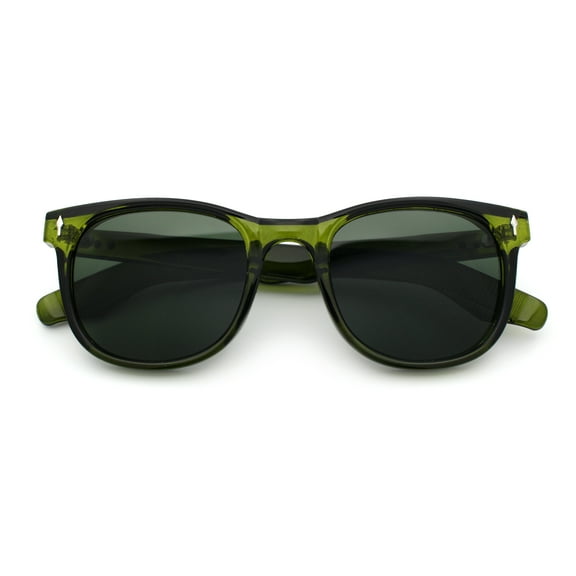 Gentlemanly Retro Horn Rim Hipster Fashion Plastic Sunglasses [All Green]