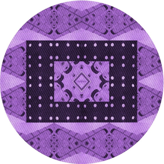 Ahgly Company Indoor Round Patterned Heliotrope Purple Area Rugs, 6' Round