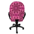 thumbnail image 3 of Floral Office Chair Slipcover, Oriental Ornamental Flower Pattern Folk Effects Traditional Ottoman, Protective Stretch Decorative Fabric Cover, Standard Size, Pink Dark Magenta, by Ambesonne, 3 of 5