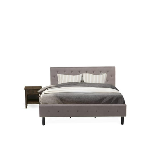 East West Furniture Nolan 2-Piece Wood King Bedroom Set in Taupe Brown/Jacobean