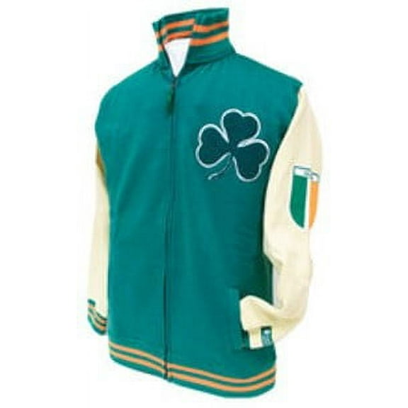 Irish St. Patrick's Day Green Varsity Letterman Zip Sweatshirt - Donegal Bay - Unisex - XXL