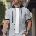 thumbnail image 5 of IhhxPro Men's Hooded Button-Up Tee with Pockets Stretchable Contrast Hoodie Shirt Casual Long Sleeve Cotton Slim Fit Layered Streetwear Top S-3XL, 5 of 8