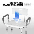 thumbnail image 6 of MaxKare Shower Chair with Back and Padded Armrests, Shower Stool 6 Levels Adjustable Height 26.8"-39.1", Support up to 300Lbs, 6 of 8