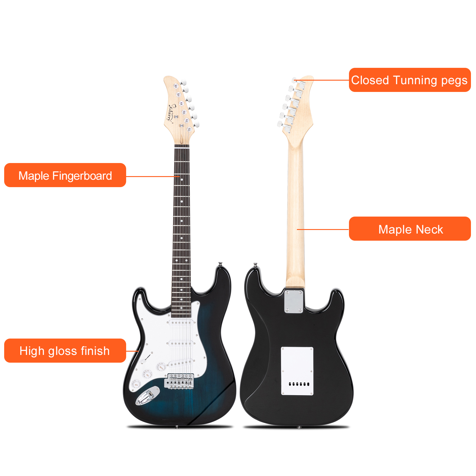 BMTBUY Glarry Gst Rosewood Fingerboard Left Hand Electric Guitar with 20W Amplifier Bag Strap