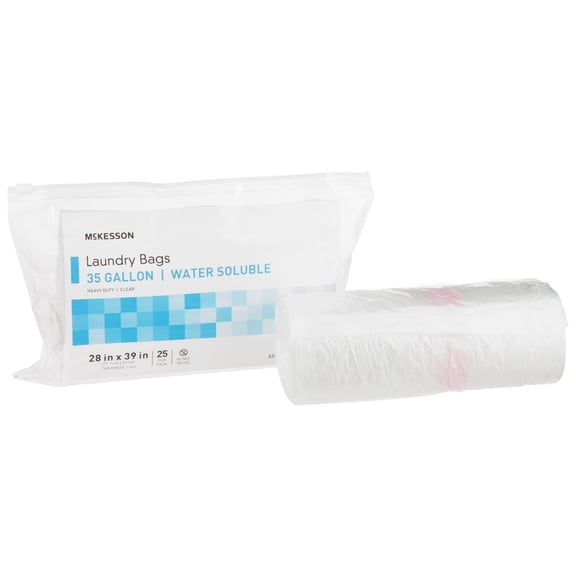 McKesson Laundry Bags for Soiled Linens, Hot Water Soluble - 28 in x 39 in, 25 Count, 4 Packs, 100 Total