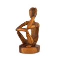 thumbnail image 3 of 12" Wooden Abstract Hand Carved Wine Rack Bottle Holder "Thinking Man" Free Standing Thinker Handmade Wood Home Decor Accent Gift Bar Art Handcrafted, 3 of 6