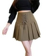 thumbnail image 1 of YM YOUMU Women Pleated Short Skirt Lace-up High Waist A-line Solid Color, 1 of 5