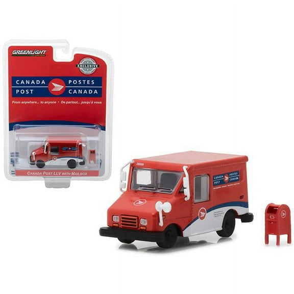 Canada Postal Service (Canada Post) Long Life Postal Mail Delivery Vehicle (LLV) with Mailbox Accessory Hobby Exclusive 1/64 Diecast Model Car by Greenlight