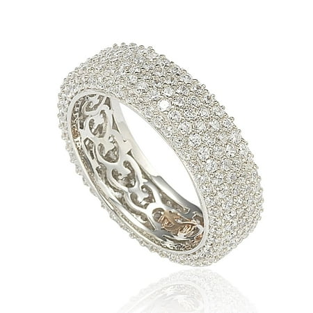 - Cubic Zirconia Sterling Silver Eternity Pave Ring