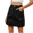 thumbnail image 2 of GaThRRgYP Women Cargo Mini Skirt Low Waist,Women's Elastic Waist Workwear Pocket Denim Short Skirt Half Skirt, 2 of 6