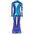 thumbnail image 2 of Ocealan Boys Vintage 70s Disco Jumpsuit Shiny Metallic Long Sleeve Zip Up Bell Bottom Dancewear Blue 10, 2 of 7