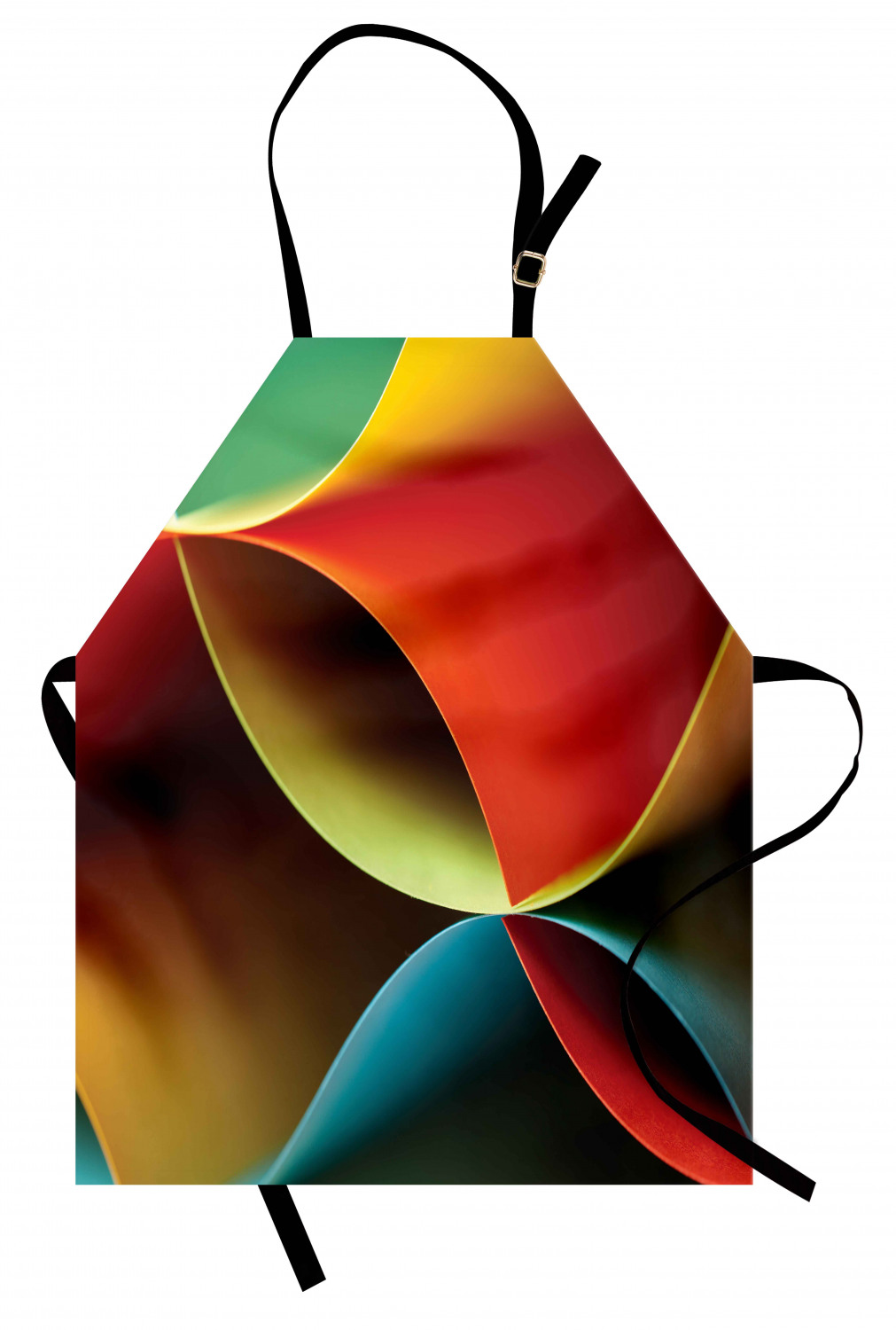 Abstract Apron Graphic Curved Origami Design with Colored Details Work ...