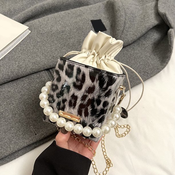 Bolso Mensajero Hombro Cruzado para Mujeres LEOPARD PU Cierro Cierre Cuero El