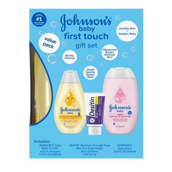 Johnson's Baby First Touch Gift Set, Baby Bath & Skin Products, 3 Items