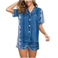 thumbnail image 7 of successthop Pajamas for Women Shorts and Shirt Lightweight Floral Short Sleeve Button Down Shirts 2 Piece Shorts Loungewear XL Blue, 7 of 7