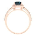 thumbnail image 4 of 1.935 ct Emerald Cut Natural London Blue Topaz Solitaire with Simulated Diamond Accents 18K Rose Gold Womens Engagement Ring, 4 of 5