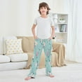 thumbnail image 6 of Kids' Pajama Pants Soft Relaxed Fit Sleep Pants Lounge Pants with Pockets Pink and Teal Floral Pattern Small, 6 of 9