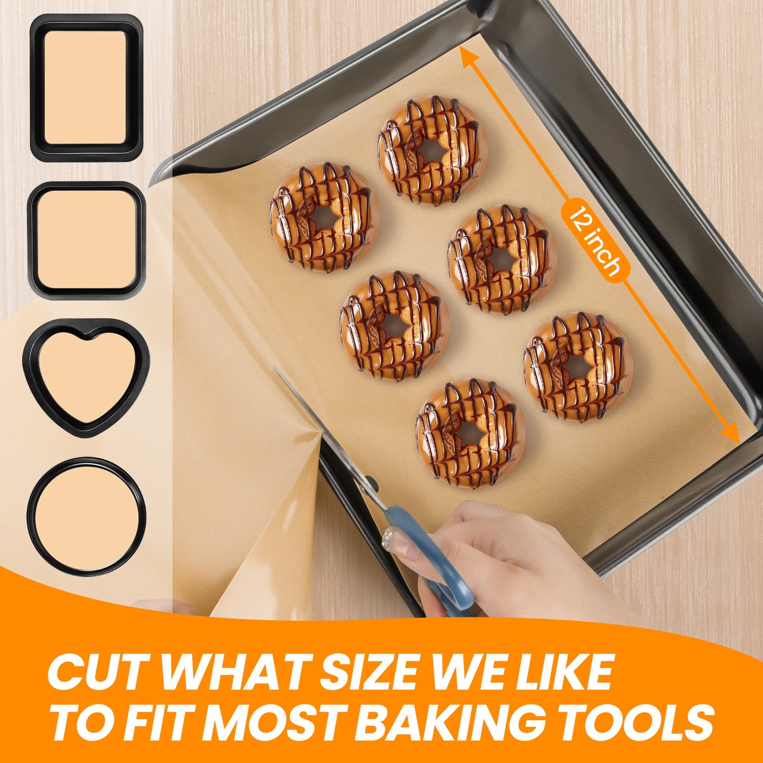 Silicone Baking Mat Roll - Non Stick, Heat Resistant Pastry Mat for Macarons, Bread, Cookies | Kitchen Countertop Protector | Dough Rolling Mat