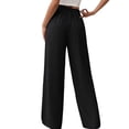 thumbnail image 3 of Women'S High Waist Slim Fit Draped Casual Tie Front Wide Leg Pants Black XXL, 3 of 9