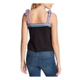 thumbnail image 2 of JESSICA SIMPSON Womens Black Stretch Tie Ribbon-strap Sleeveless Square Neck Tank Top Juniors L, 2 of 4