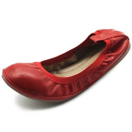 

Ollio Women s Shoes Faux Leather Slip On Comfort Elasticated Ballet Flats BN17