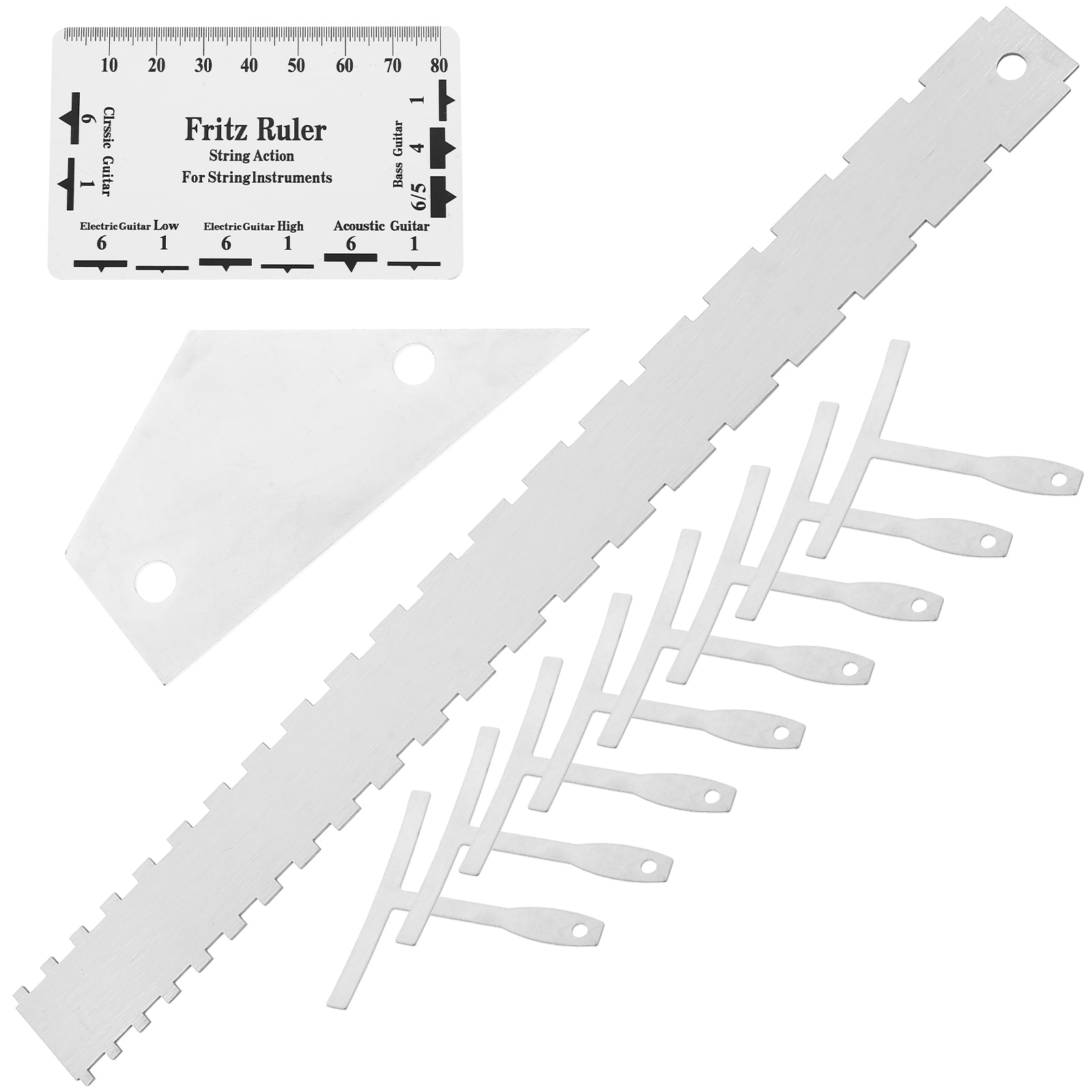 Raindrops 12pcs Guitar Luthier Tools Guitar Radius Gauge String Action Ruler Straight Edges Ruler Fret Rocker Set