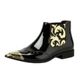thumbnail image 1 of Men's Metal Toe Cap Chelsea Boots, Pointed Toe Ankle Boots, Formal Dress Boots Punk Rock Style Pointed Toe Boots, 1 of 6