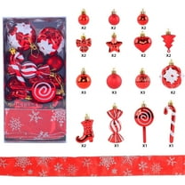 Deeceymbur 30 Piece Christmas Ornament Set Painted Assorted Shapes Candy Cane Ball Ribbon Decor Trees Hanging Set