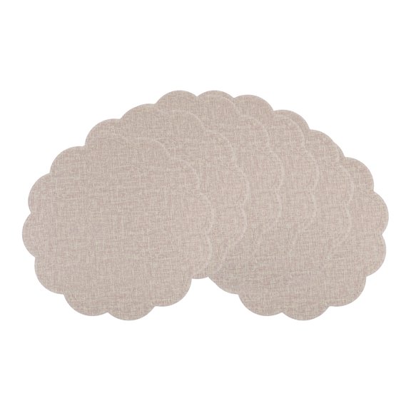 Unique Bargains Set of 6 Flower Placemats for Kitchen Beige 15*15in