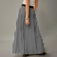 thumbnail image 5 of WTOBBY Women's Casual Leisure Foldable Striped Plaid Print High Waist Skirt with Hidden Pocket, Draped Relaxed Long Maxi Skirt for Travel Packing and Adventures,Black 2XL, 5 of 5