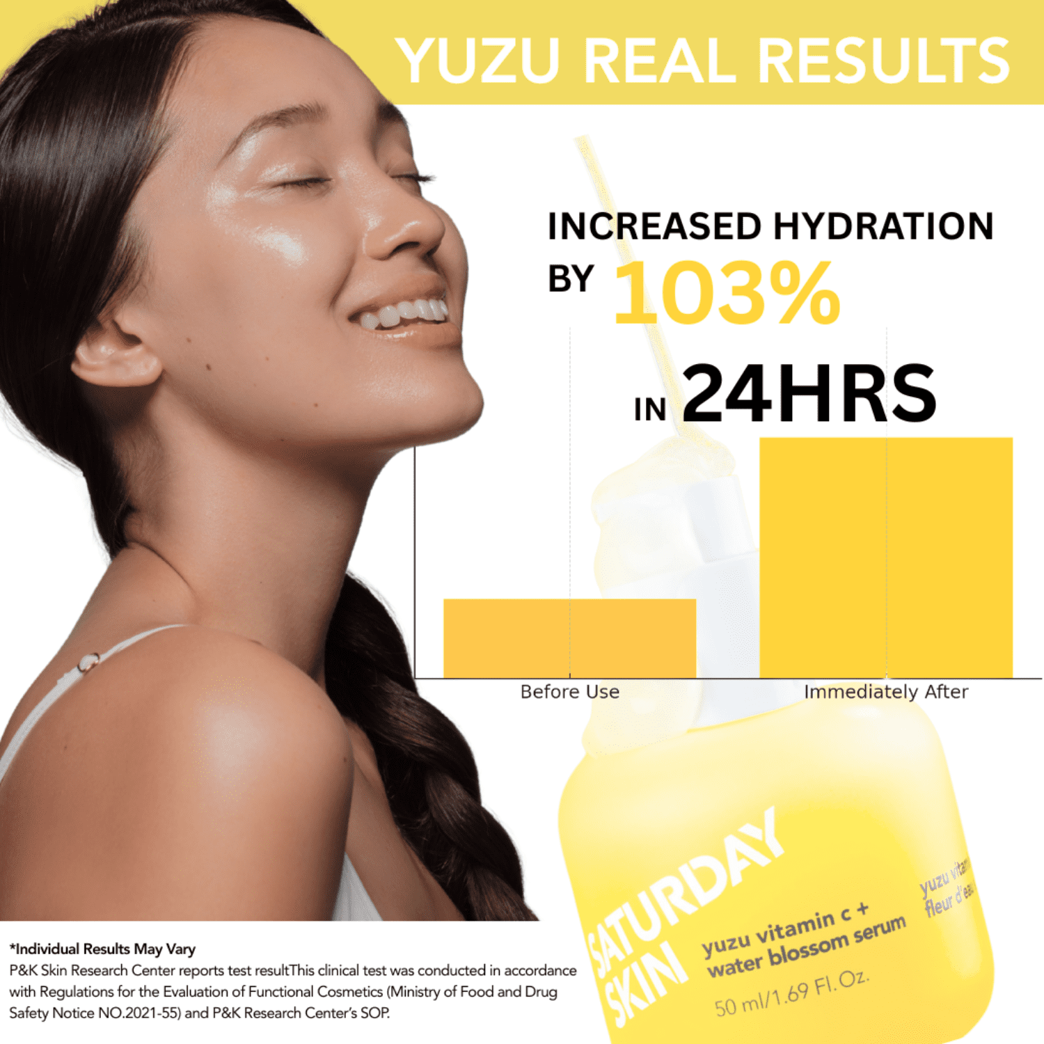Vitamin C Serum For Face From Yuzu - Brightening Formula With Hyaluronic Acid 7 Peptide Mix And Niacinamide, Deeply Hydrate, Improve Uneven Skin Texture, Vegan, Korean Skin Care (50 ml)