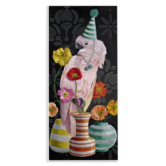 Stupell Industries Art Deco Cockatoo & Striped Vases Wall Plaque Art, 7 x 17, by Heather Gauthier