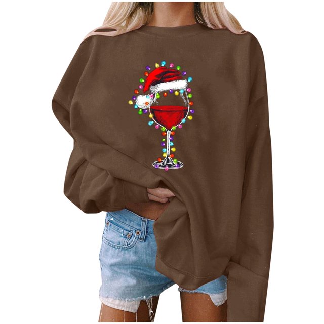 Gibobby Sudaderas para mujer navidad Tops para mujer, de tamaño, sudadera de manga larga, suéter con capucha, blusa de otoño para chicas adolescentes(De bronce,M)