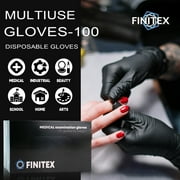 FINITEX Black Nitrile Gloves, 5 Mil Food-Safe, Chemical-Resistant, Latex-Free, Powder-Free, 100 Pack, XL