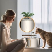 Cat Water Fountain Stainless Steel, 108oz/3.2L Automatic Cat Fountain, Dog Water Dispenser, Super Silen, Multi-Filtration. Dishwasher Safe for Cats, Dogs, Multiple Pets(with 4Pcs Replacement Filter)