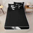 thumbnail image 4 of Homewish Minimalist Cat Animal Zipper Full Size Comforter Sets with Fitted Sheet and 2 Pillowcases,Football Games Zipper Bedding Set,Black White,Black Reversible,4pcs, 4 of 8
