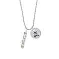 thumbnail image 2 of Delight Jewelry Silvertone Be Strong and Courageous Bar Silvertone Script Initial Disc - Z - Charm Necklace, 20"+3", 2 of 4