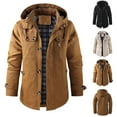 thumbnail image 2 of ZCFZJW Mens Flannel Lined Shirt Jacket Lightweight Full Zip up Long Sleeve Plaid Patchwork Button Western Jacket Rugged Outdoor Cowboy Shirts Jackets with Pockets Beige XXL, 2 of 7
