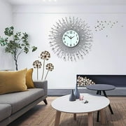 Anqidi 24 Modern Luxury Large Wall Clock, Round Diamond Non-Ticking Silent Decorative Clock for Living Room Office