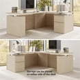 thumbnail image 4 of Scranton & Co Wood 72W Standing L Desk with File Cabinet in Natural Elm, 4 of 8