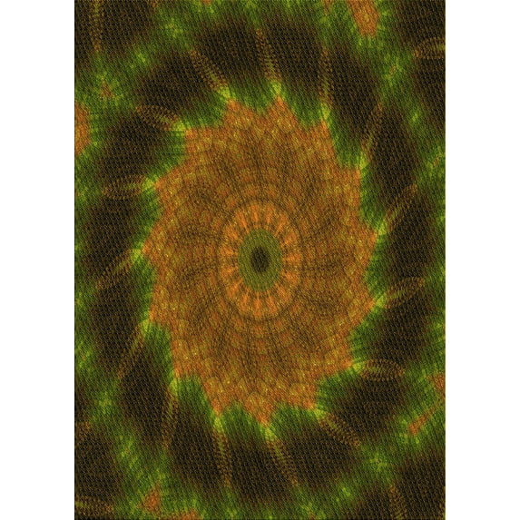 Ahgly Company Machine Washable Indoor Rectangle Transitional Dark Yellow Green Area Rugs, 7' x 10'