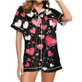 thumbnail image 2 of Mifsaly Satin Pajama Set for Women Valentine Day Silk Pajamas 2 Piece Short Sleeve Heart Print Sleepwear Button Down Pjs Elastic Waist Shorts Dressy Casual Summer Matching Outfits 2026 XXL, 2 of 5