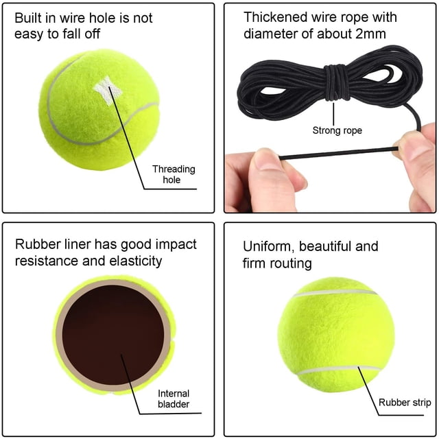 4 Packs Tennis Training Ball with String Tennis Trainer Balls Self Practice Trainer Tool Tennis Ball Training Equipment for Tennis Trainer Practice Exercise