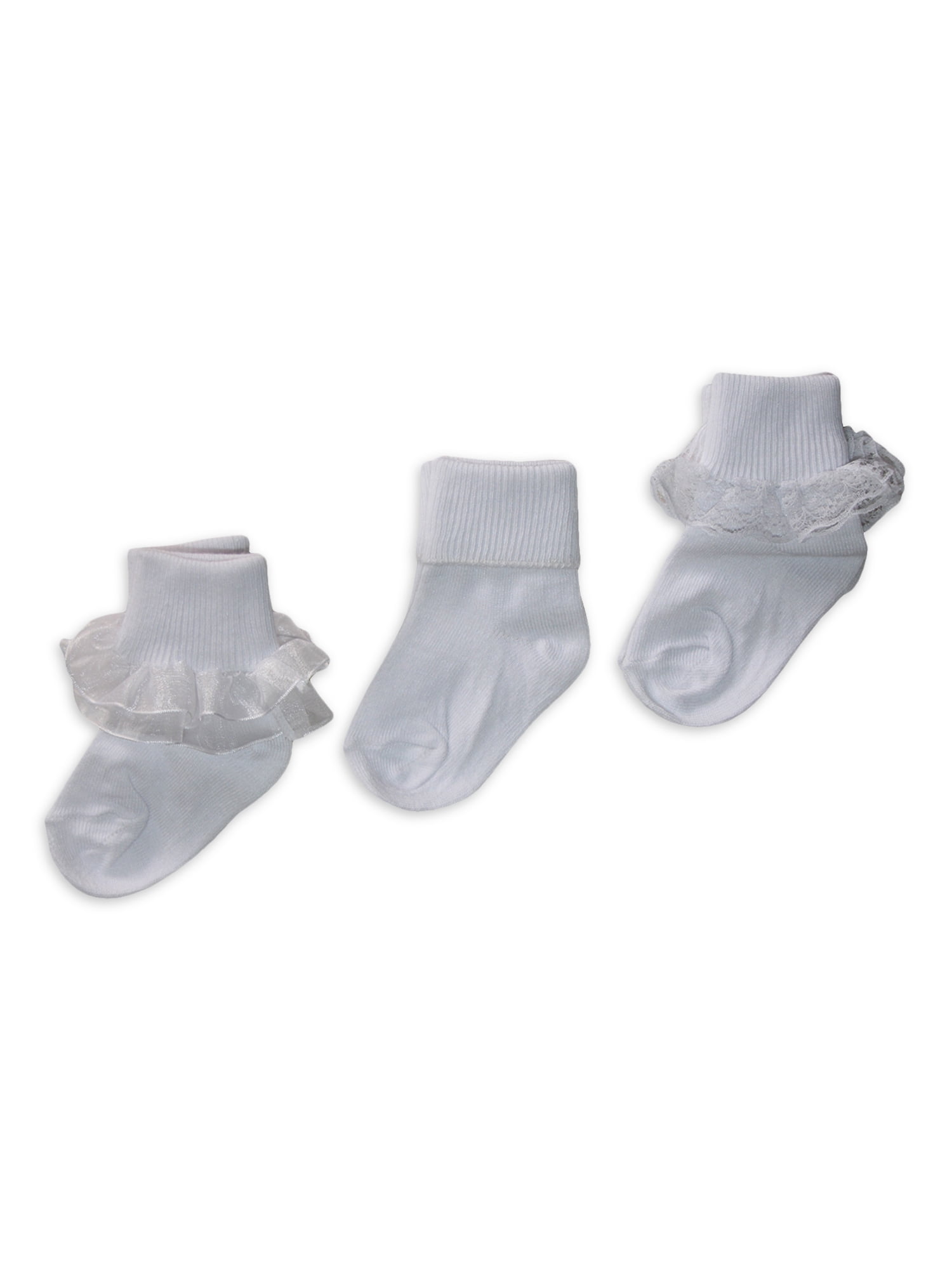 Wonder Nation Baby and Toddler Lace Socks, 3 Pairs