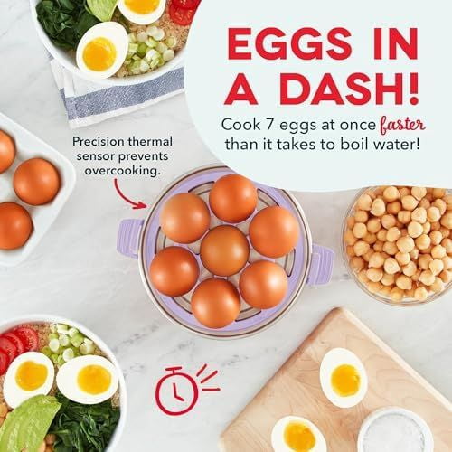Rapid Egg Cooker - Boiler, Poacher & Steamer - Includes Measuring & Recipe Guide - Dishwasher Safe - BPA Free - Holds 7 Eggs, Lavender