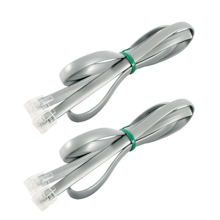 Unique Plate Sets Unique Bargains Office Phone RJ12 6P6C Gold Plated Connector Straight Cord Gray 1M 3.3ft 2 Pcs ()