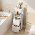 thumbnail image 5 of Walsunny 2PCS Bathroom Storage Cabinets Floor Cabinet Organizer Freestanding Narrow Cabinet with Drawer Open Shelf for Bathroom Laundry White, 5 of 7