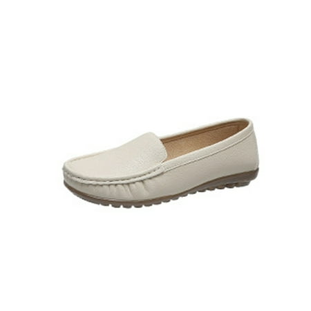

Lacyhop Women Flats Driving Loafers Slip On Boat Shoes Work Breathable Moccasins Casual Comfort Beige 4.5