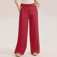 thumbnail image 4 of Lumtrix Linen Pants Women Casual Summer Wide Leg Pants With Pockets High Waisted Comfy Loose Lounge Beach Trousers Red XL, 4 of 5